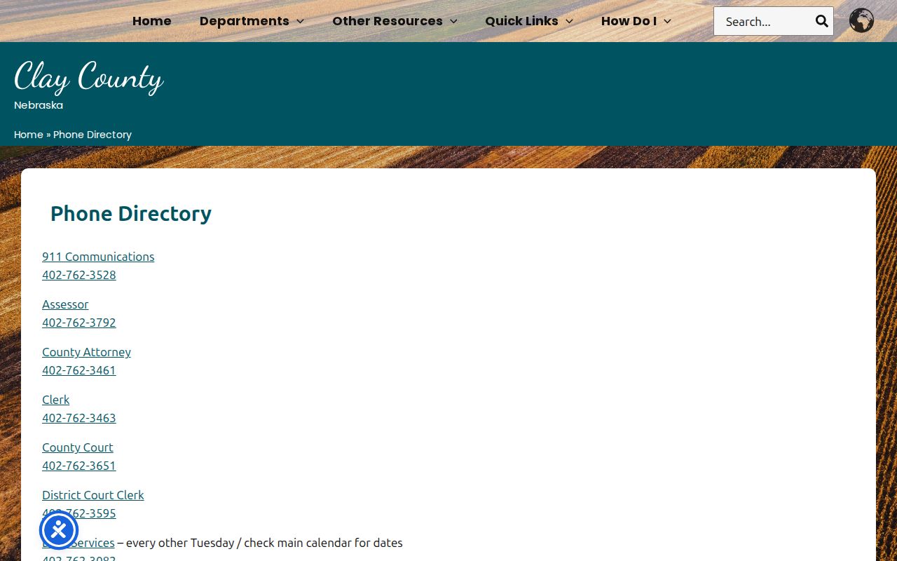 Clay Center criminal records county and court phone directory