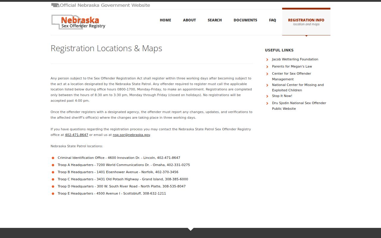 Clay County sex offender registration location and appointment information