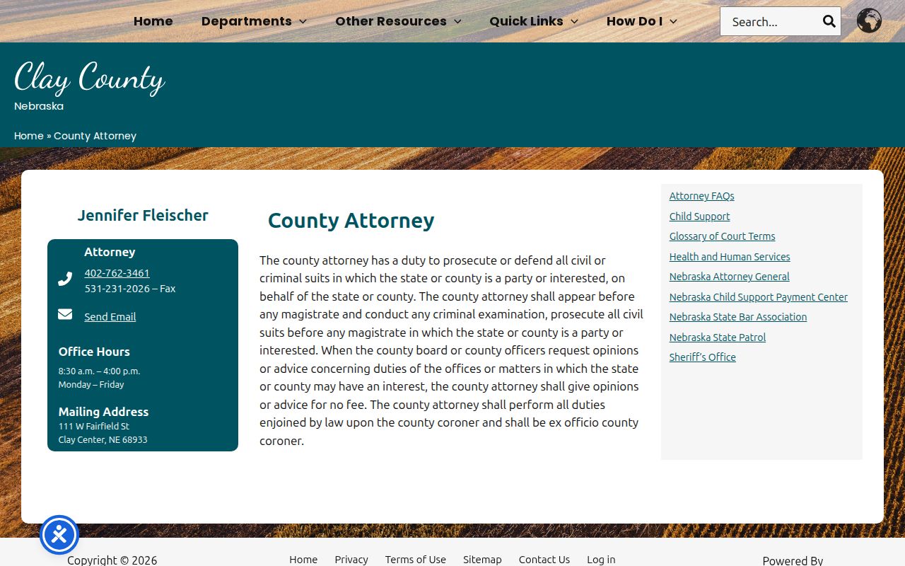 Clay County criminal history County Attorney office