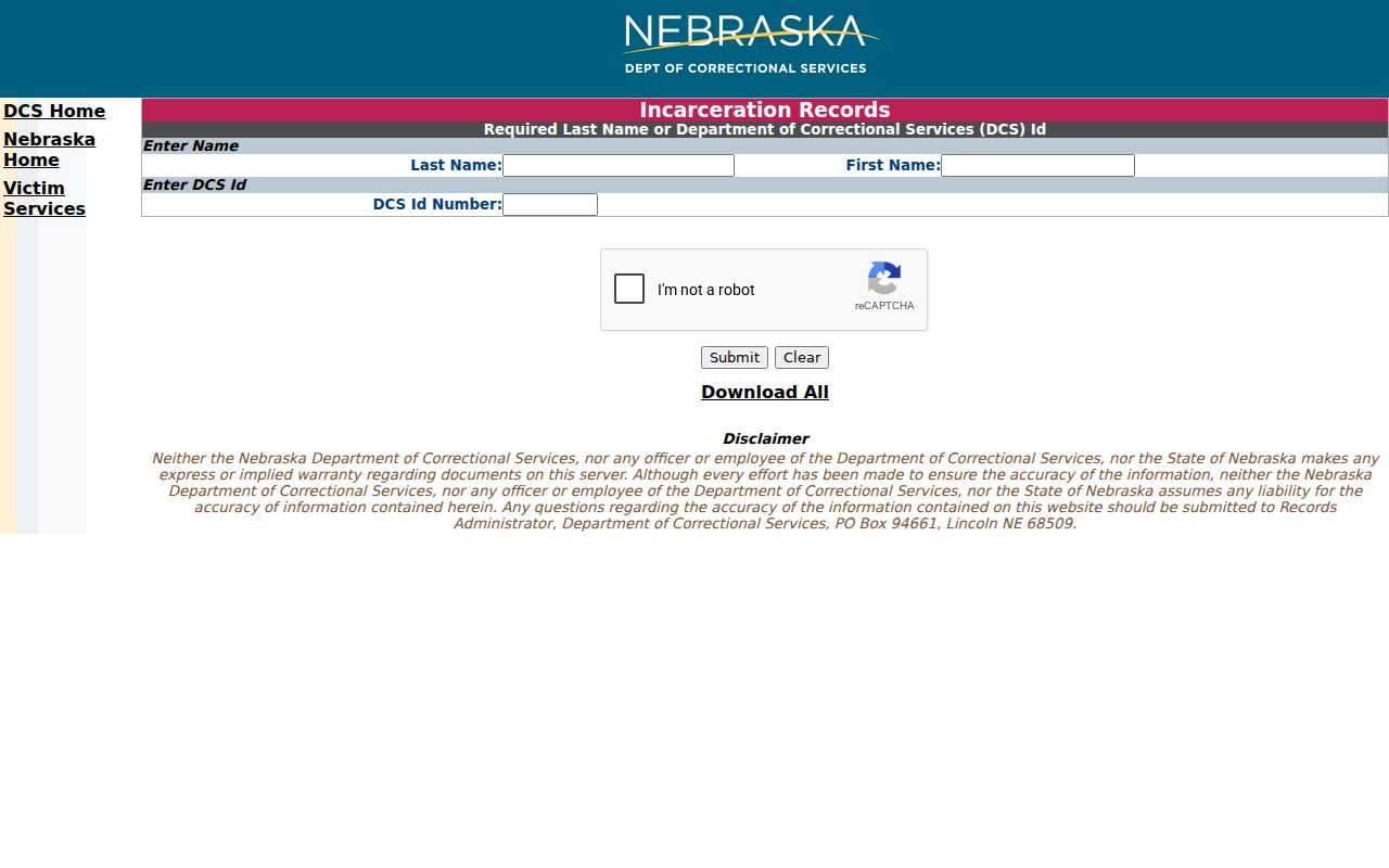 Clay County criminal custody records in NDCS search
